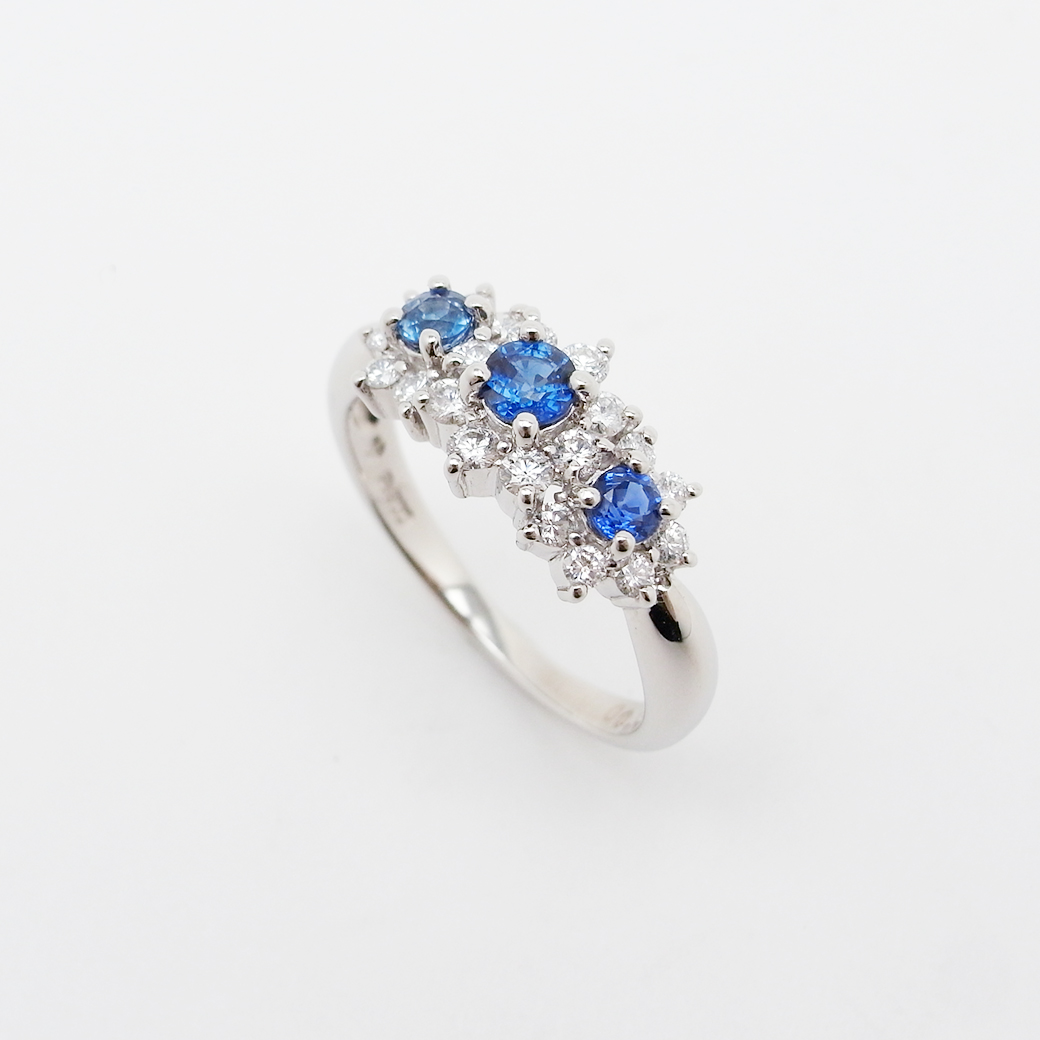 タサキ サファイア ダイヤモンド リング 0.37ct 12.5号 Pt900 新品仕上げ Sランク 513942