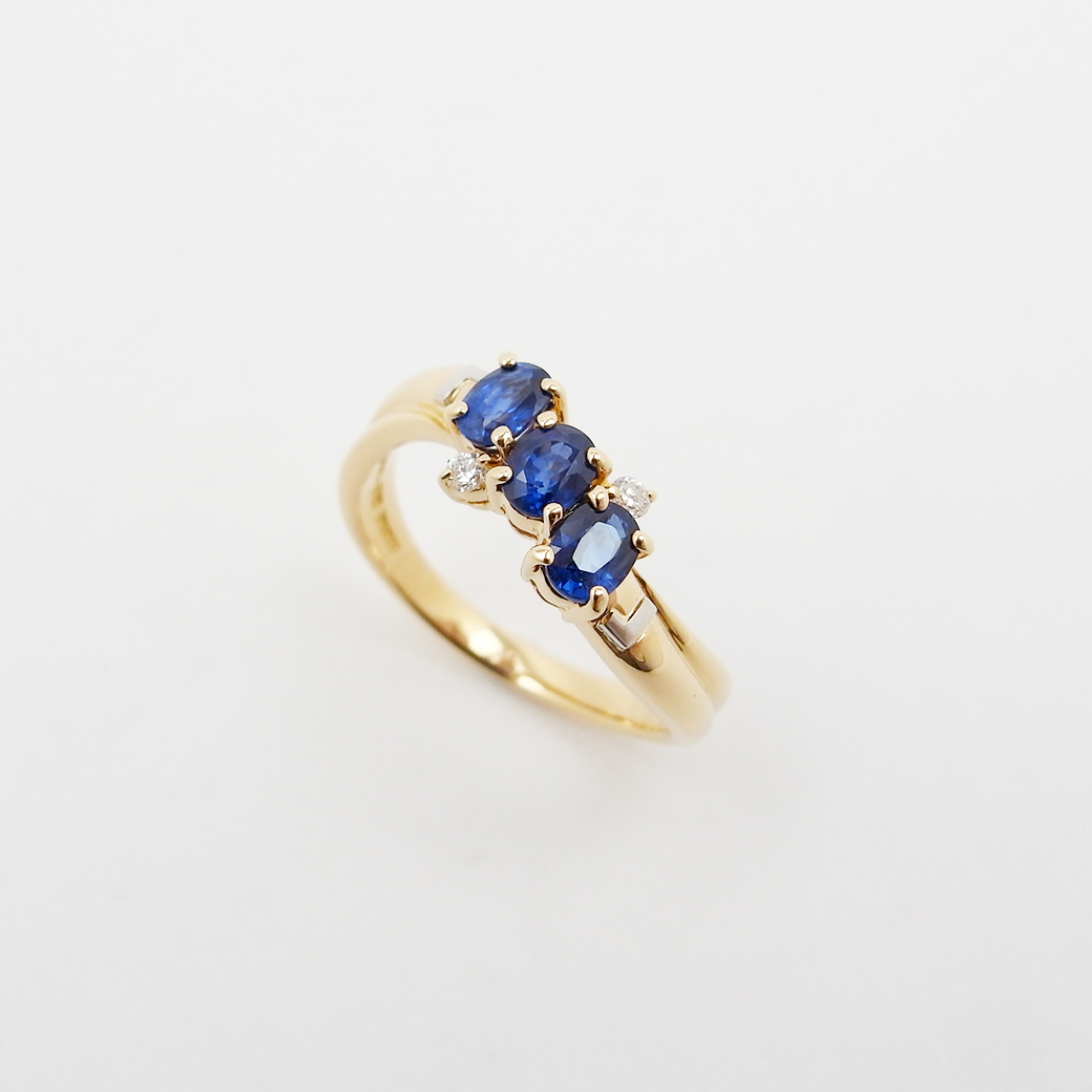 ランセル サファイア ダイヤモンド リング 0.82ct 0.04ct 12号 K18YG Pt900 新品仕上げ Sランク 514156