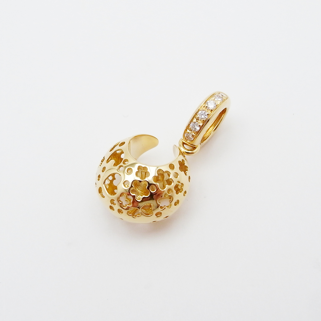 パスクワーレブルーニ ポンテヴェキオ ダイヤモンド ペンダント 0.13ct 750YG 新品仕上げ Sランク 514633