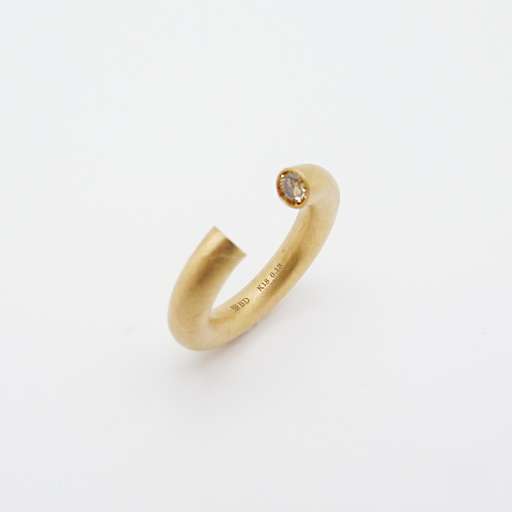 カシケイ マイン リング バランス ブラウンダイヤモンド 0.13ct 約6号 K18BG 保証書 付 Sランク 514812