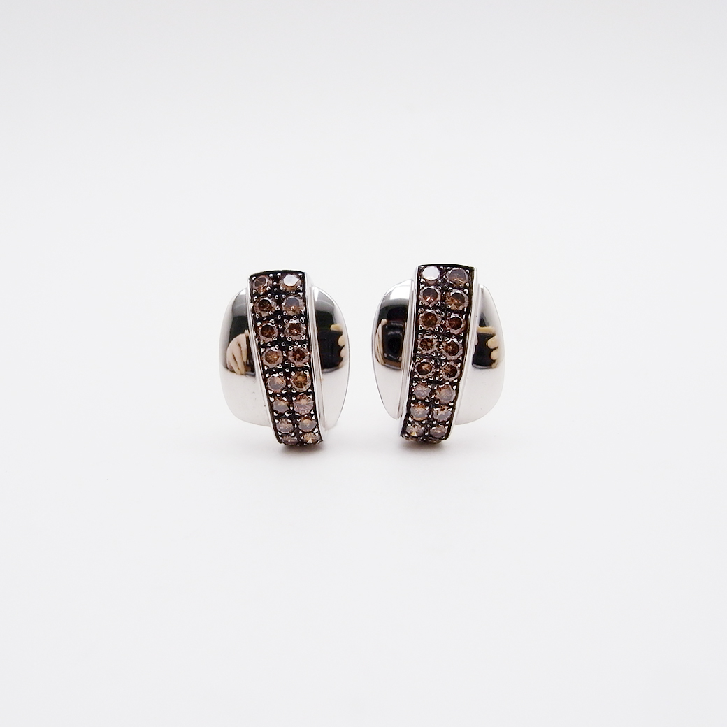 ブラウンダイヤモンド ピアス 1.08ct K18WG SAランク 515086