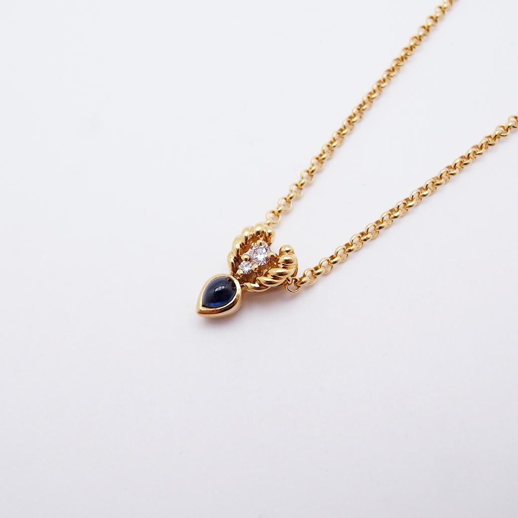 ポーラ ラヴィドール サファイア ダイヤモンド ペンダント ネックレス 0.35ct 0.07ct 750YG SAランク 515252
