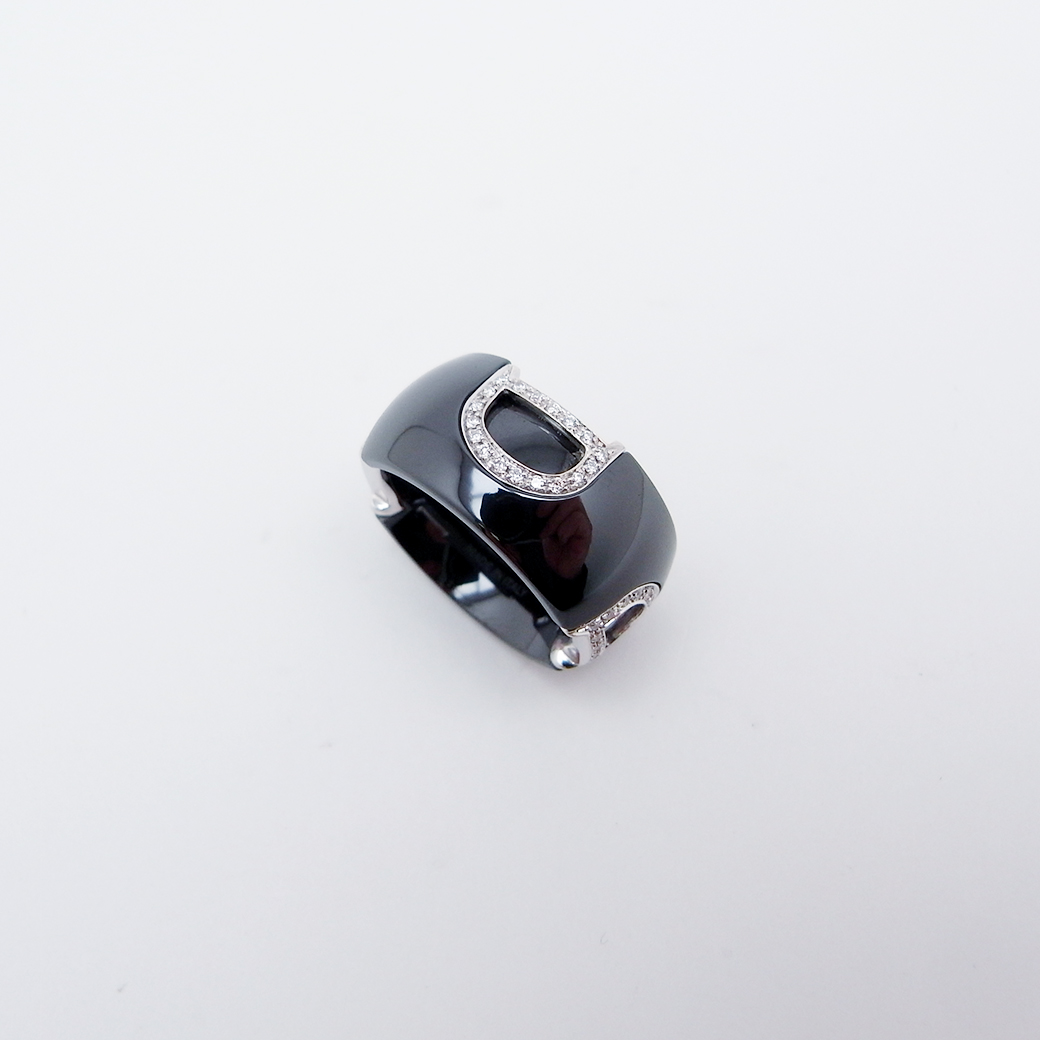 ダミアーニ Dアイコン リング ダイヤモンド 8.5号 ブラックセラミック 750WG Sランク 516230